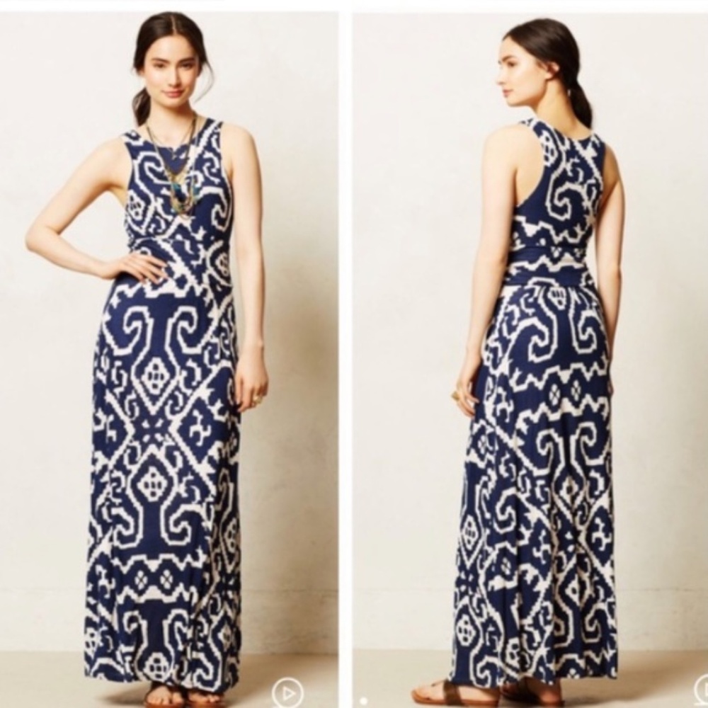 Anthropologie Maeve Maxi Dress Size Small Navy